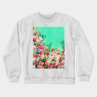 Floral and Crumpled Crepe Pattern Crewneck Sweatshirt